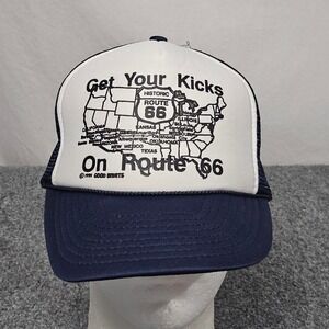 Vintage 90s Route 66 Trucker Hat‎ Foam Front Cameo Americana Tourist Souvenir